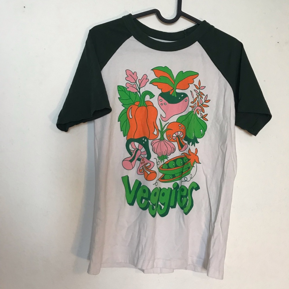 Big bud press xs Veggies Graphic Raglan Tee - White & Dark Green